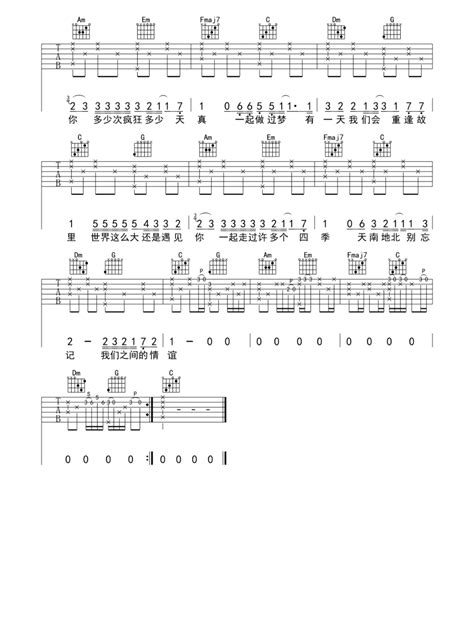 世界这么大还是遇见你吉他谱 程响 C调吉他弹唱谱 琴谱网