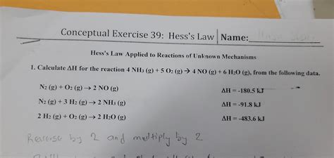 Solved Conceptual Exercise 39: Hess's Law Name:_ge CISAI | Chegg.com 