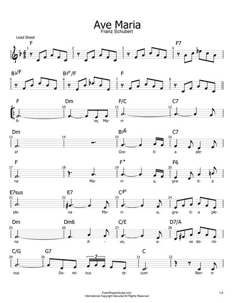 Ave Maria Lead Sheet F Major