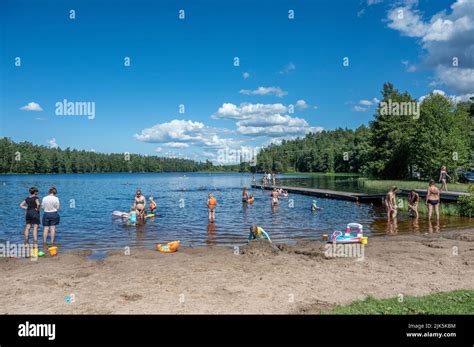 Lake Sörsjön in the countryside outside Norrköping on a sunny summer ...