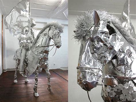 obsessively detailed sculptures    aluminum foil  artist