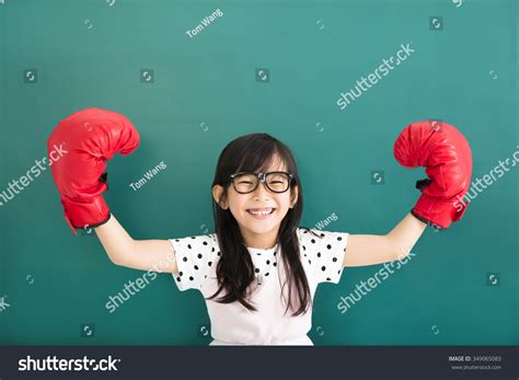 Happy Little Girl Red Boxing Gloves Stock Photo 349065083 | Shutterstock