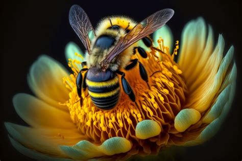 Premium Photo Blooming Yellow Bee Flower With Bee Sitting On Them