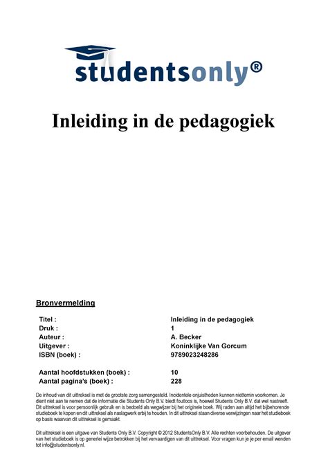 Inleiding In De Pedagogiek Becker Koninklijke Van Gorcum