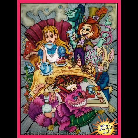 Alice In Wonderland Tea Party Coloring Page