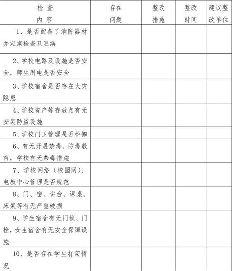 学校安全检查记录表word文档在线阅读与下载免费文档