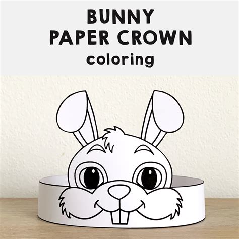 Rabbit Bunny Paper Crown Printable Coloring Pets Animal Craft Activity