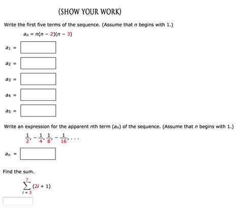 Solved Write The First Five Terms Of The Sequence Assume