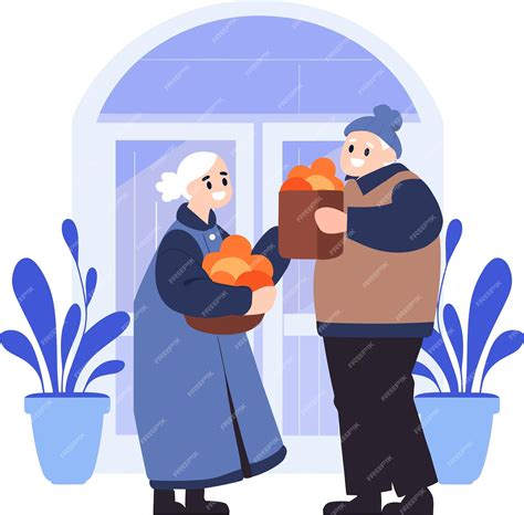 Ручной рисунок пожилые люди разговаривают перед домом в плоском стиле ...