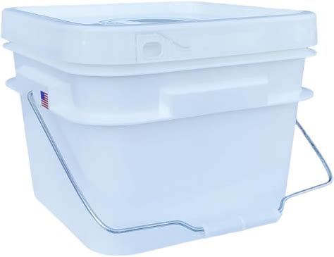 Square Bucket 2 Gallon Bucket With White Snap On Lid Home