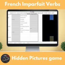 French Present Tense Irregular Verbs Hidden Pictures Game