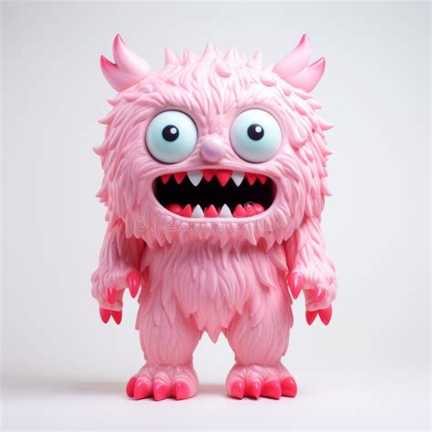 Pink Monster Vinyl Toy By Shabu Studio Monochromatic 3d Design Stock