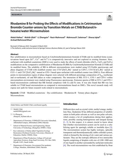 PDF Rhodamine B For Probing The Effects Of Modifications In