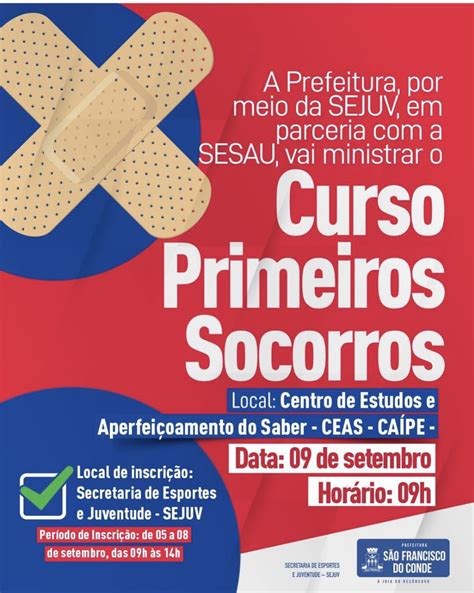 Inscrição para o Curso de Primeiros Socorros acontece de 05 a 08 de