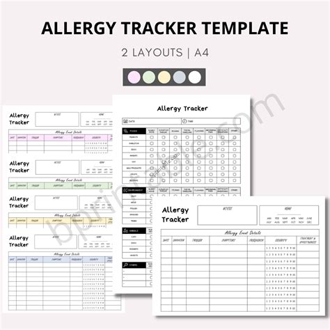 Allergy Journal Planner Monthly Health Tracker