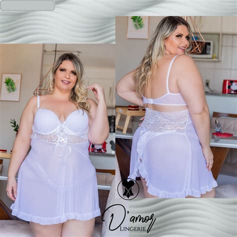 Camisola Plus Size Detalhe Em Renda Damor Pink Lingerie