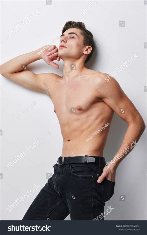 Sexy Man Naked Torso Holds His Stock Photo 1891062874 Shutterstock