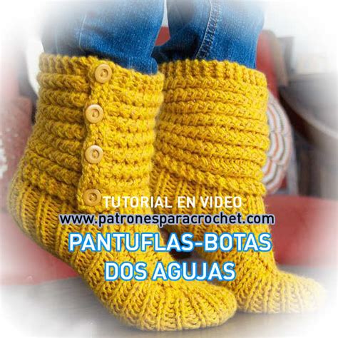 Botas Pantuflas Tejidas En Dos Agujas O Palitos Video Tutorial