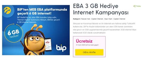 EBA TV Bedava İnternet Paketi Yapma Vodafone Türk Telekom Turkcell