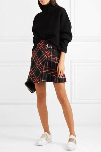 Maje Wrap Effect Tartan Twill Mini Skirt In Navy ModeSens Mini