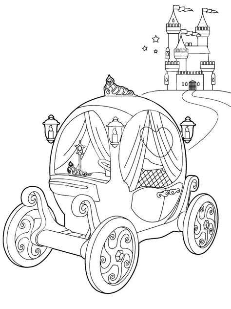 Desenho De Carruagem De Princesa E Castelo Para Colorir E Imprimir