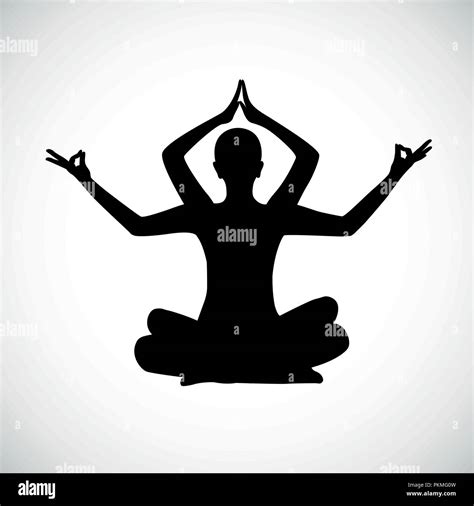 Person Sitting In Different Yoga Meditation Lotus Positions Silhouette