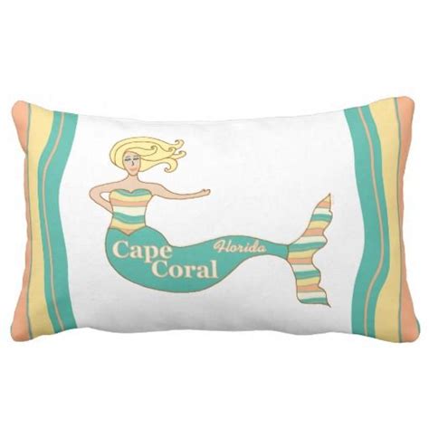 Cape Coral Florida Mermaid Lumbar Throw Pillow Lumbar Throw Pillow