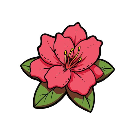 Stunning Azalea Flower Artwork in Color. Illustration of cartoon flower