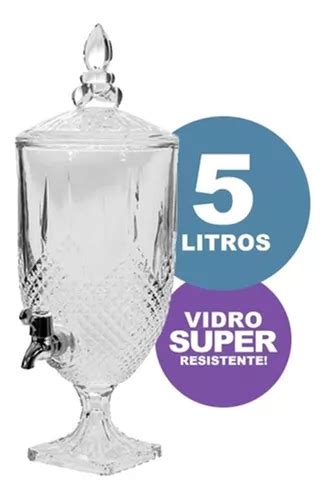 Suqueira Vidro Cristal Diamante Jarra Dispenser Torneira Lt