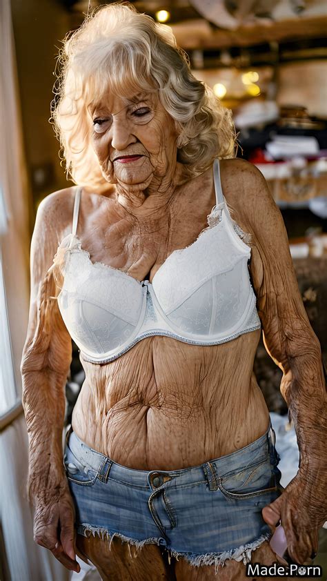 AI Nude Tank Top Full Shot Bangs Hair 90 Made Blonde Slutty Granny Photo