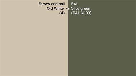 Farrow And Ball Old White 4 Vs RAL Olive Green RAL 6003 Side By