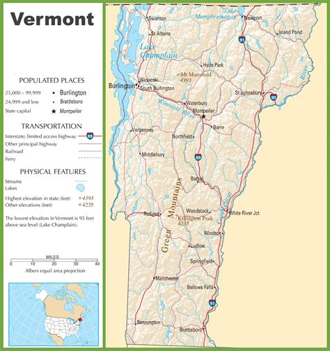 Printable Map Of Vermont 1392 | The Best Porn Website