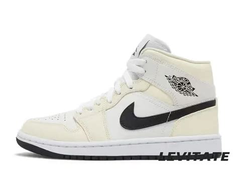 Nike Air Jordan 1 Mid Coconut Milk Womans Levitate Sneakers