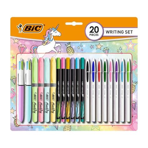 Bic Set D Criture Pastel Avec Surligneurs Stylos Bille Feutres