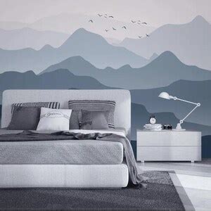 Ombre Mountains Mural Wallpaper Geometry Mountain Landscape Wallpaper