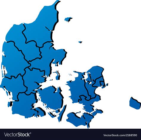 High Detailed Map Denmark Royalty Free Vector Image