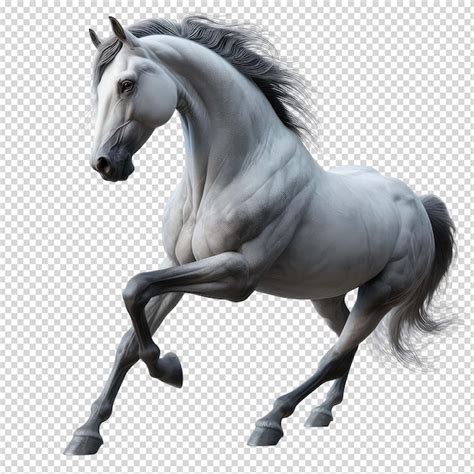 Um Desenho De Um Cavalo Branco Uma Crina E Cauda Preta Psd Premium