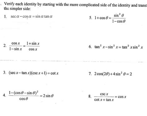 Verifying Trig Identities Worksheet Math Love Worksheets Library