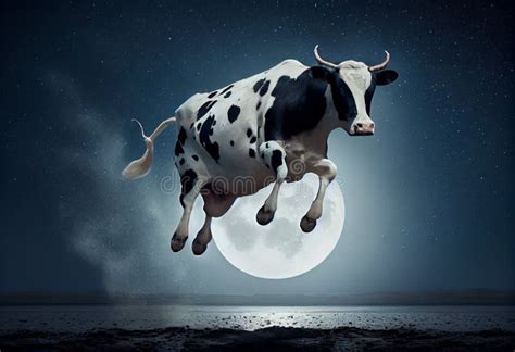 Cow Jump Over The Moon Generate Ai Stock Illustration Illustration