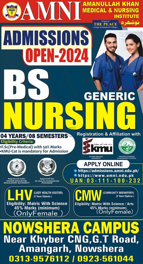 Diploma And Bs Admissions At Amanullah Khan Medical Nursing Institute