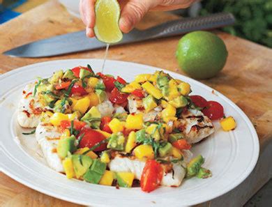 Grilled Halibut with Mango-Avocado Salsa Recipe | goop