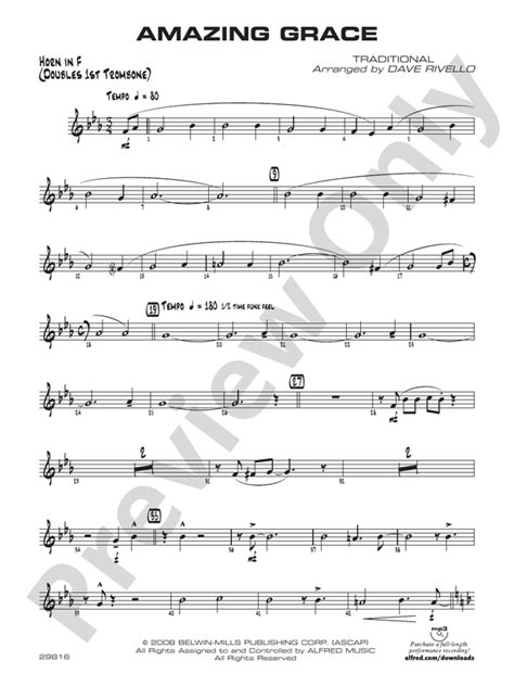 Amazing Grace 1st F Horn 1st F Horn Part Digital Sheet Music Download