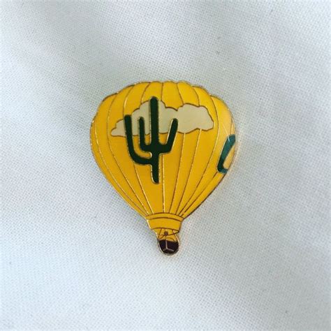 Vintage Cactus Hot Air Balloon Enamel Pin