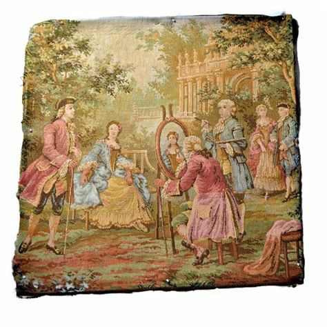 Vintage Tapestry Wall Hanging Of Artist In Country Garden Etsy