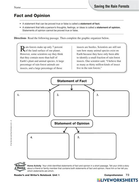 Fact And Opinion Interactive Worksheet For Grade 6 Live Worksheets Worksheets Library