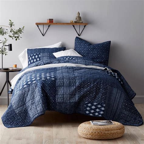 The Company Store Dara Indigo Geometric Cotton Twin Patchwork Quilt