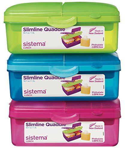 Sistema Lunch Collection Slimline Quaddie Lunch Box Food Storage ...