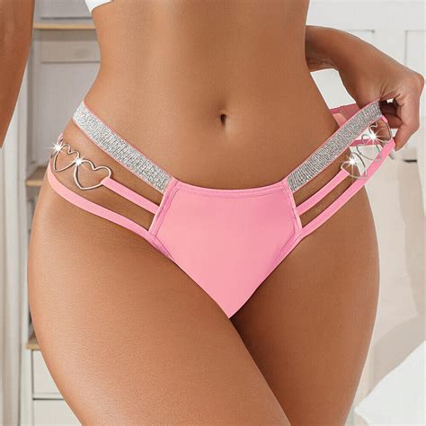 Femmes Double Sangle Taille Basse Slip String Sexy Lingerie Bikini