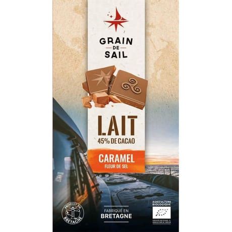 Grain De Sail Tablette Chocolat Lait Caramel Et Fleur De Sel Bio 100g