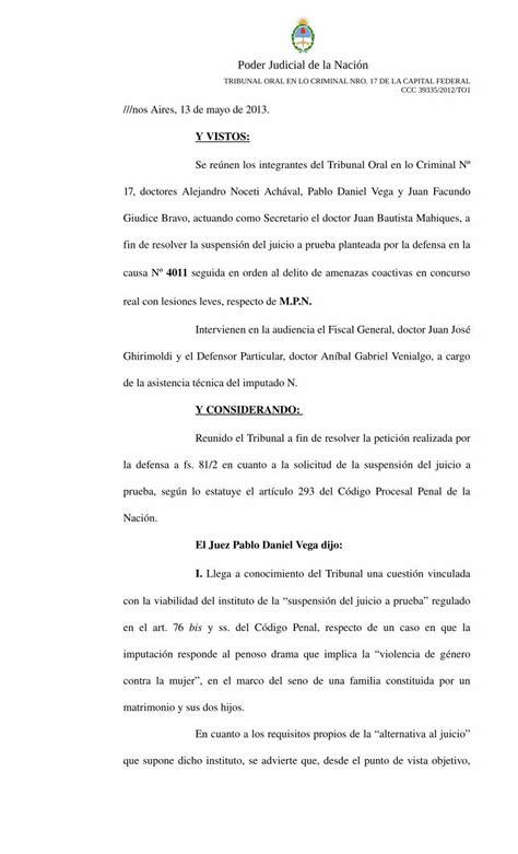 Pdf Poder Judicial De La Nación Pensamiento Penal · Poder Judicial De La Nación Tribunal